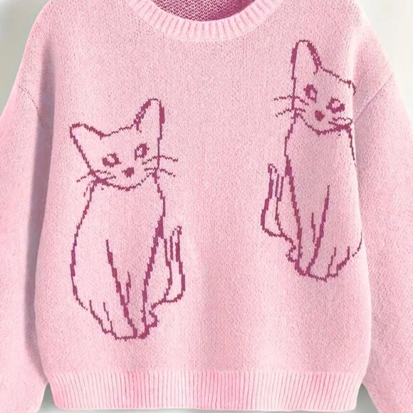 Cat Outline Pink Sweater - Picture 5 of 6